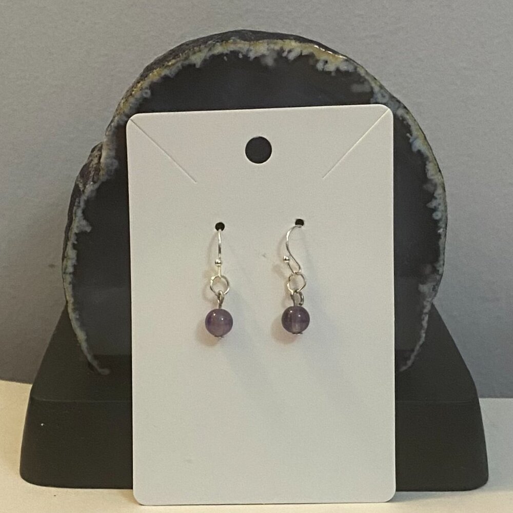 NEW Amethyst 6mm crystal earrings